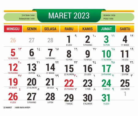 Cetak Kalender 2023 Beserta Jadwal Tanggal Merah Memperingati Hari